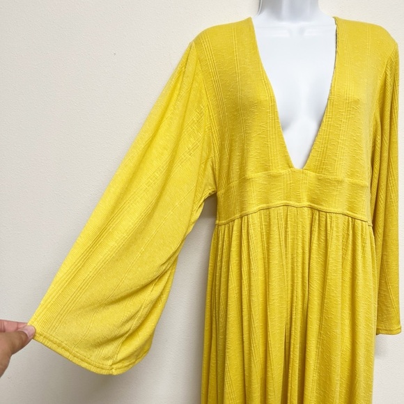 Free People Beach Womens Yellow Moon Walkin Layered Maxi Dress Size Medium - Picture 4 of 7